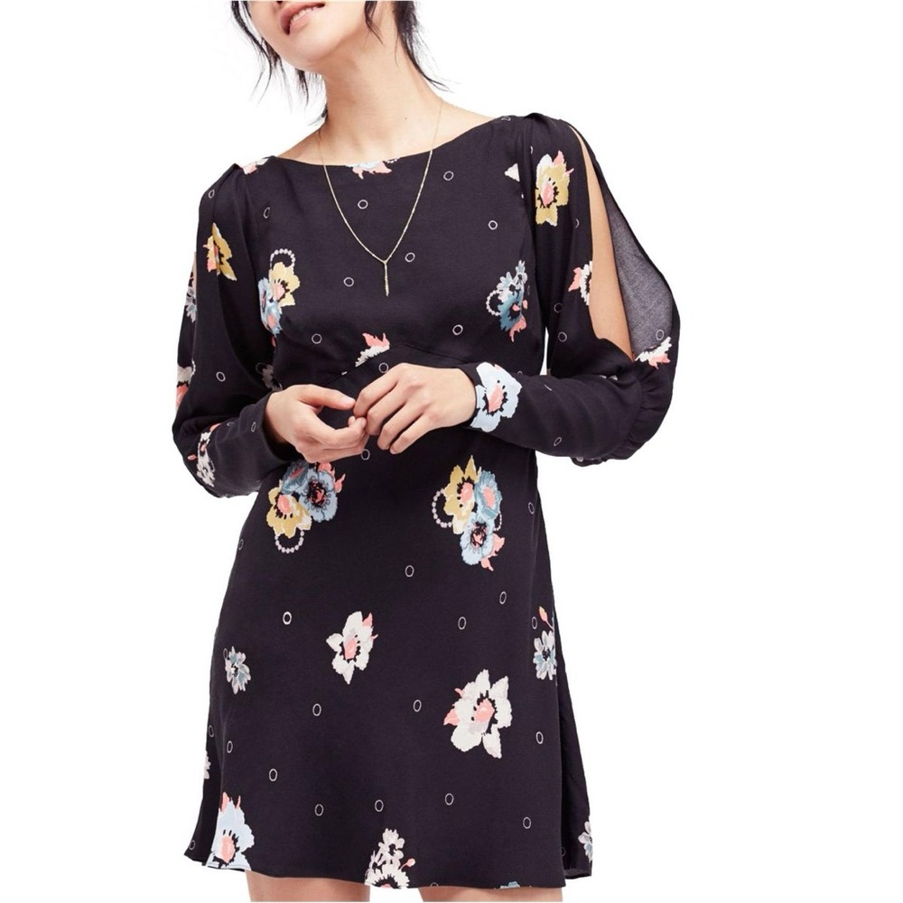 FREE PEOPLE SUNSHADOWS SPLIT SLEEVE MINI DRESS